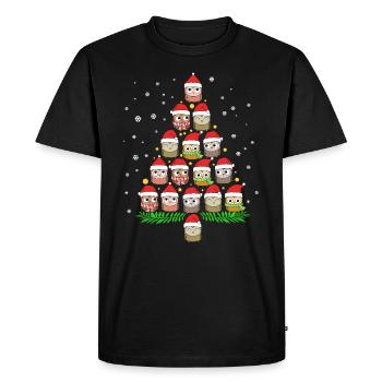 Christmas tree owls Christmas owl shirt owl - Men's Premium Organic T-Shirt - black - Front - Nico (187cm)