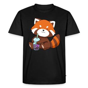 Red Panda Bubble Tea Cadeau Boba Tea Panda Rouge - T-shirt Premium bio Homme - noir - Devant - Nico (187cm)