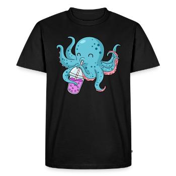 Pieuvre Bubble Tea Cadeau Boba Tea Bubble Tea - T-shirt Premium bio Homme - noir - Devant - Nico (187cm)