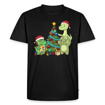 Dinosaurier Shirt Kinder Weihnachten Brachiosaurus - Männer Premium Bio T-Shirt - Schwarz - Vorne - Nico (187cm)