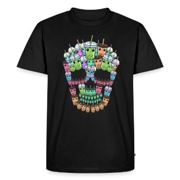Bubble Tea Skull Gift Boba Tea Bubble Tea - T-shirt Premium bio Homme - noir - Devant - Nico (187cm)
