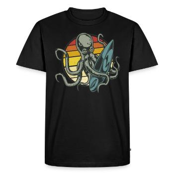Rétro rétro de la pieuvre de style de surf - T-shirt Premium bio Homme - noir - Devant - Nico (187cm)