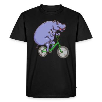Hippo Gift Men Bike Funny Hippo - Men's Premium Organic T-Shirt - black - Front - Nico (187cm)