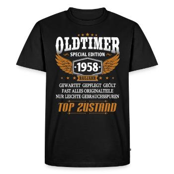 Oldtimer Baujahr 1958 geboren Geburtstag Spruch - Männer Premium Bio T-Shirt - Schwarz - Vorne - Nico (187cm)