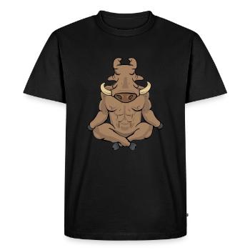 Warthog Gift Hommes Yoga Méditation - T-shirt Premium bio Homme - noir - Devant - Nico (187cm)