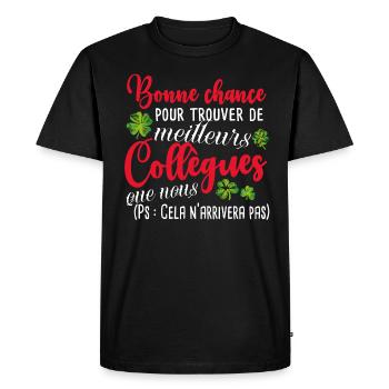 Humour Collègue Collègues Cadeau Départ Retraite - T-shirt Premium bio Homme - noir - Devant - Nico (187cm)