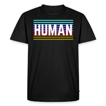 HUMAN LGBTQ Love Queer Statement Rainbow Logo - Men's Premium Organic T-Shirt - black - Front - Nico (187cm)