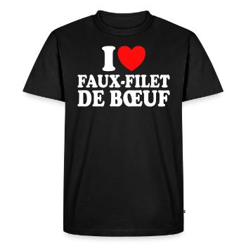 Boucher I Love Faux-Filet De Boeuf - T-shirt Premium bio Homme - noir - Devant - Nico (187cm)