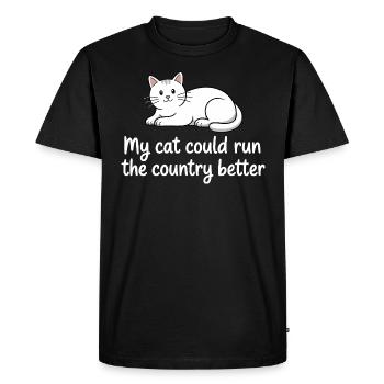 Mon Chat Gouvernerait Mieux Le Pays - T-shirt Premium bio Homme - noir - Devant - Nico (187cm)