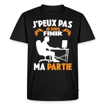 Attends Je Dois Finir Ma Partie Cadeau Geek - T-shirt Premium bio Homme - noir - Devant - Nico (187cm)
