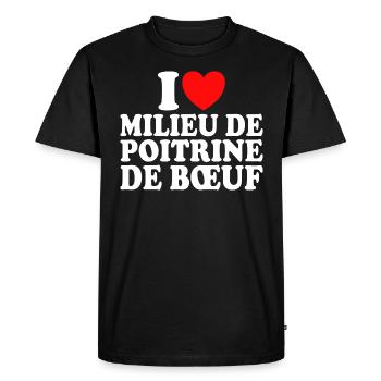 Boucher I Love Milieu De Poitrine De Boeuf - T-shirt Premium bio Homme - noir - Devant - Nico (187cm)