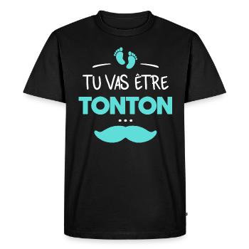 Tu vas être tonton - T-shirt Premium bio Homme - noir - Devant - Nico (187cm)