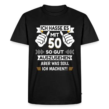 50. Geburtstag Spruch lustig - Männer Premium Bio T-Shirt - Schwarz - Vorne - Nico (187cm)