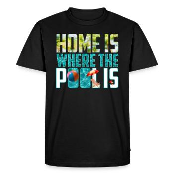La maison est l’endroit où se trouve la piscine - T-shirt Premium bio Homme - noir - Devant - Nico (187cm)