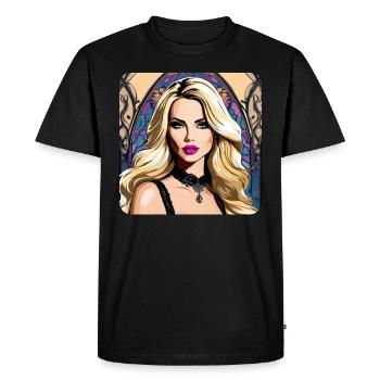 Fille colorée cool avec des lèvres roses - T-shirt Premium bio Homme - noir - Devant - Nico (187cm)