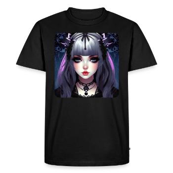 Mignonne fille d’anime gothique - T-shirt Premium bio Homme - noir - Devant - Nico (187cm)