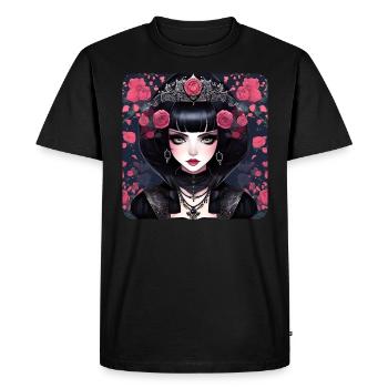 Mystérieuse fille gothique aux roses rouges - T-shirt Premium bio Homme - noir - Devant - Nico (187cm)