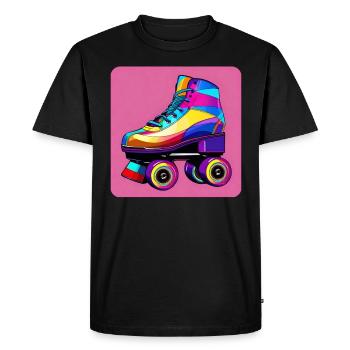 Colorful Disco Roller Skate Retro Style - Men's Premium Organic T-Shirt - black - Front - Nico (187cm)