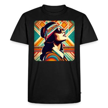 Flower Power Woman au look rétro - T-shirt Premium bio Homme - noir - Devant - Nico (187cm)