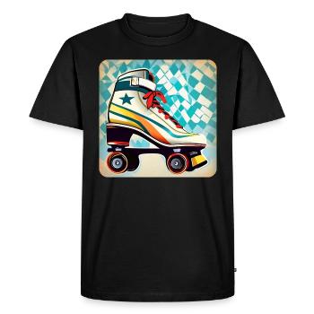 Bunter Disco Rollschuhe Retro Style - Männer Premium Bio T-Shirt - Schwarz - Vorne - Nico (187cm)