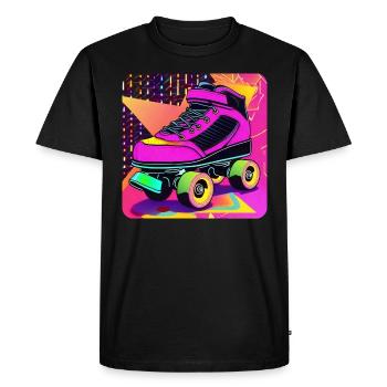 Patins à roulettes Disco colorés dans un style rétro - T-shirt Premium bio Homme - noir - Devant - Nico (187cm)