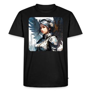 Ange cyberpunk cool avec des écouteurs - T-shirt Premium bio Homme - noir - Devant - Nico (187cm)