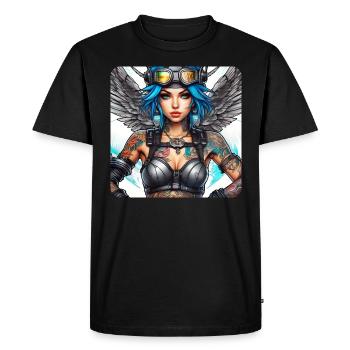 Ange cyberpunk cool avec des écouteurs - T-shirt Premium bio Homme - noir - Devant - Nico (187cm)