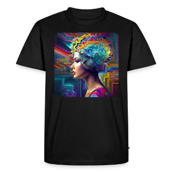 Cooles buntes Psychedelisches Motiv Frau - Männer Premium Bio T-Shirt - Schwarz - Vorne - Nico (187cm)