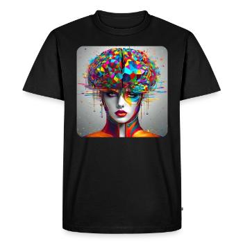Cool Colorful Psychedelic Motif Woman - Men's Premium Organic T-Shirt - black - Front - Nico (187cm)