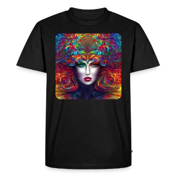 Cool Colorful Psychedelic Motif Woman - Men's Premium Organic T-Shirt - black - Front - Nico (187cm)