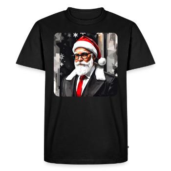 Père Noël moderne en costume et cravate - T-shirt Premium bio Homme - noir - Devant - Nico (187cm)