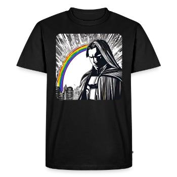 Man and rainbow - Men's Premium Organic T-Shirt - black - Front - Nico (187cm)