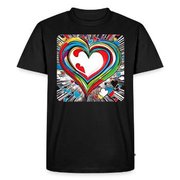 Cœur aux couleurs vives - T-shirt Premium bio Homme - noir - Devant - Nico (187cm)