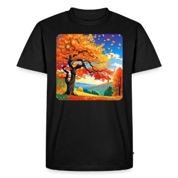 Colorful Autumn Landscape - Men's Premium Organic T-Shirt - black - Front - Nico (187cm)
