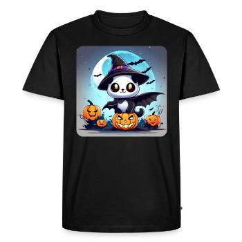 Monstre effrayant mignon avec des lanternes jack - T-shirt Premium bio Homme - noir - Devant - Nico (187cm)