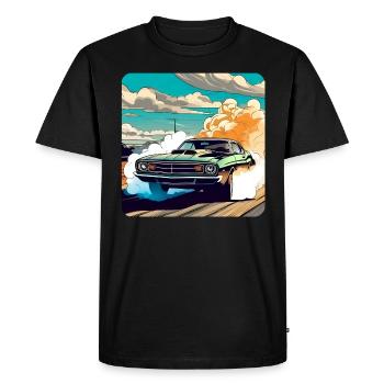 Vintage Drift Car Turbo Rally avec de la fumée - T-shirt Premium bio Homme - noir - Devant - Nico (187cm)