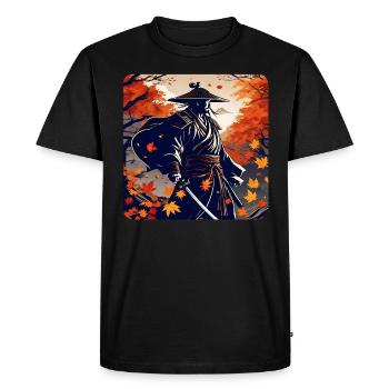 Fier guerrier samouraï avec katana en automne - T-shirt Premium bio Homme - noir - Devant - Nico (187cm)