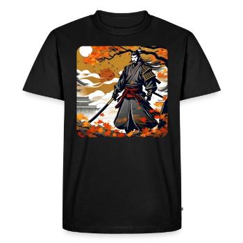 Fier guerrier samouraï avec katana en automne - T-shirt Premium bio Homme - noir - Devant - Nico (187cm)