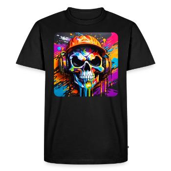 Crâne cool avec casque Style graffiti - T-shirt Premium bio Homme - noir - Devant - Nico (187cm)
