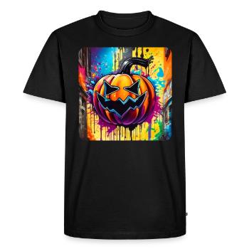 Tête de citrouille d’Halloween effrayante dans le Style Graffiti - T-shirt Premium bio Homme - noir - Devant - Nico (187cm)