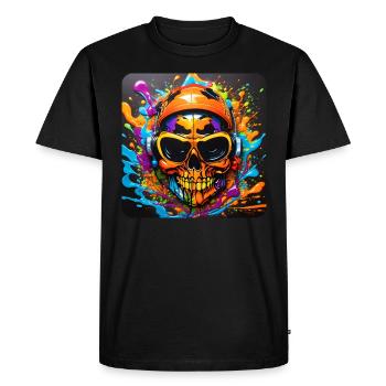 Crâne cool avec casque Style graffiti - T-shirt Premium bio Homme - noir - Devant - Nico (187cm)