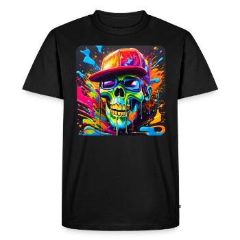 Crâne cool avec des lunettes de soleil dans le style graffiti - T-shirt Premium bio Homme - noir - Devant - Nico (187cm)