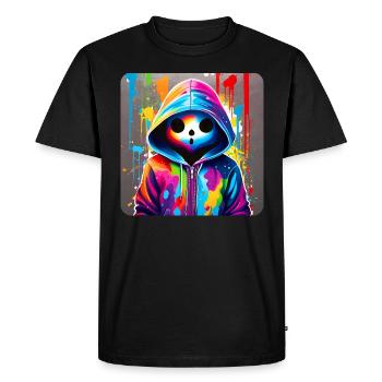 Creepy Ghost in Hoodie Graffiti Style - Men's Premium Organic T-Shirt - black - Front - Nico (187cm)