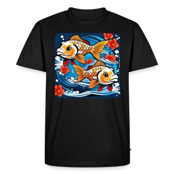 Poisson rouge mignon - T-shirt Premium bio Homme - noir - Devant - Nico (187cm)