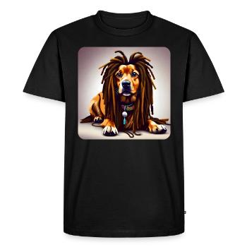 Chien cool avec des dreadlocks - T-shirt Premium bio Homme - noir - Devant - Nico (187cm)