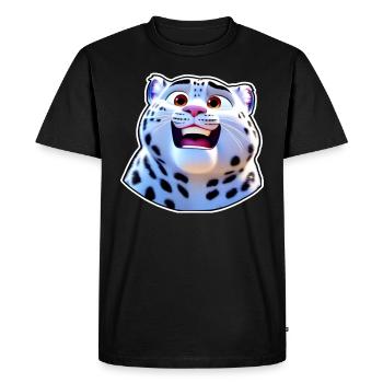 Cute snow leopard in comic style - Men's Premium Organic T-Shirt - black - Front - Nico (187cm)