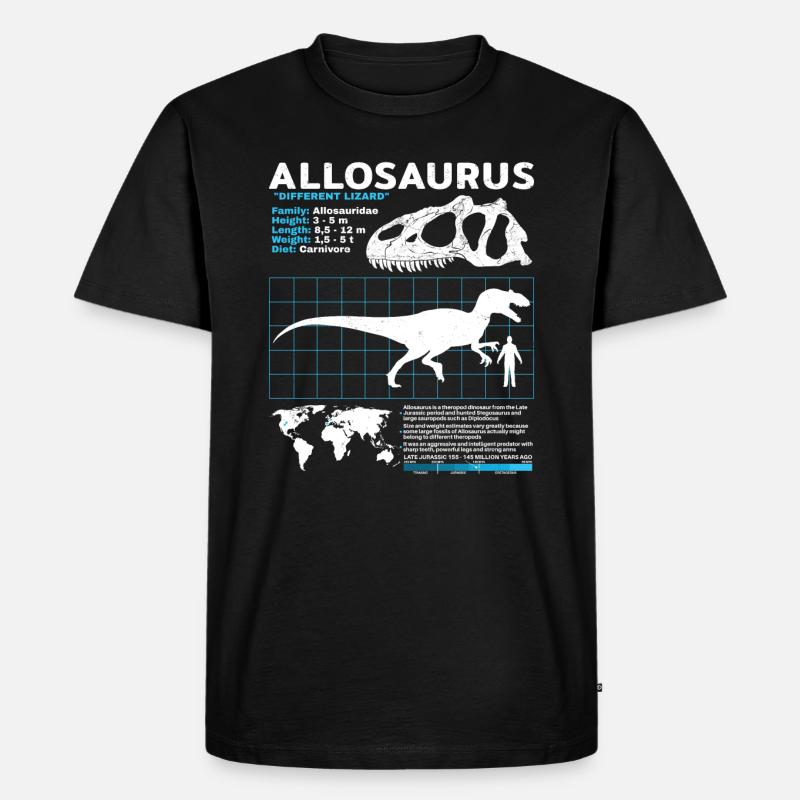 Allosaurus Datenblatt - Männer Premium Bio T-Shirt - Schwarz