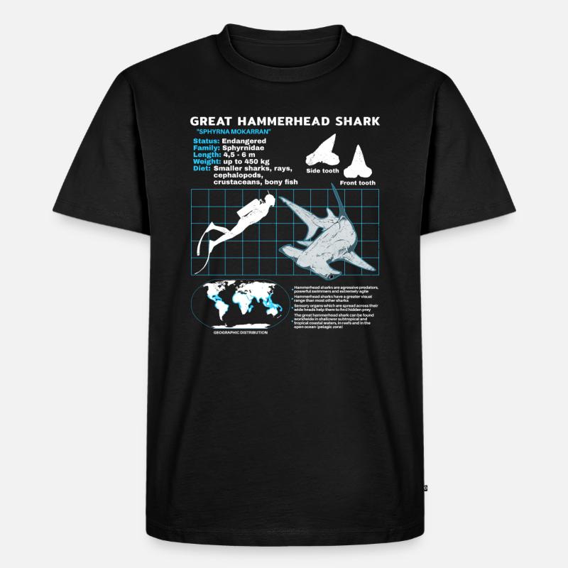 Fiche technique du requin-marteau - T-shirt Premium bio Homme - noir