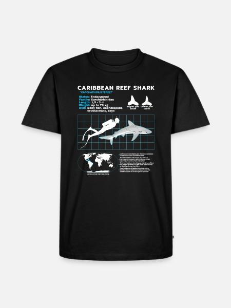Caribbean Reef Shark Datasheet - Men's Premium Organic T-Shirt - black