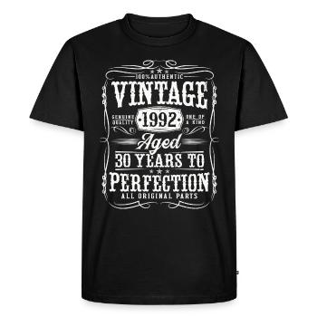 30 anniversaire Vintage né en 1992 millésime - T-shirt Premium bio Homme - noir - Devant - Nico (187cm)
